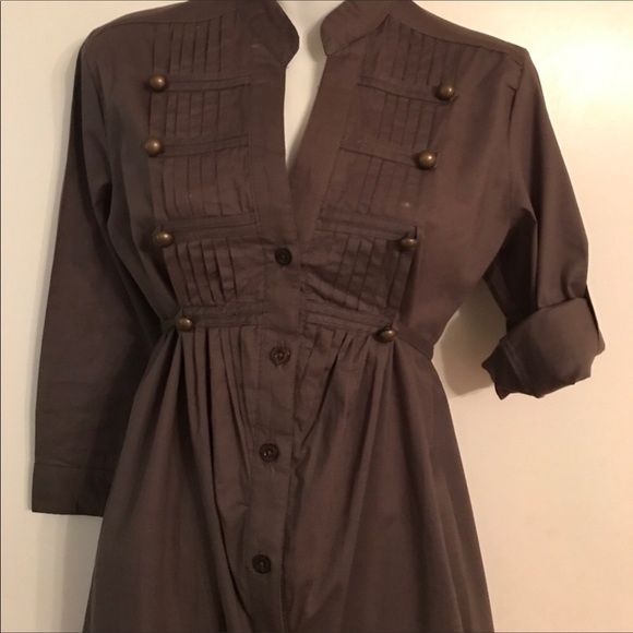 Brown button front dress with tie back - Picture 6 of 7